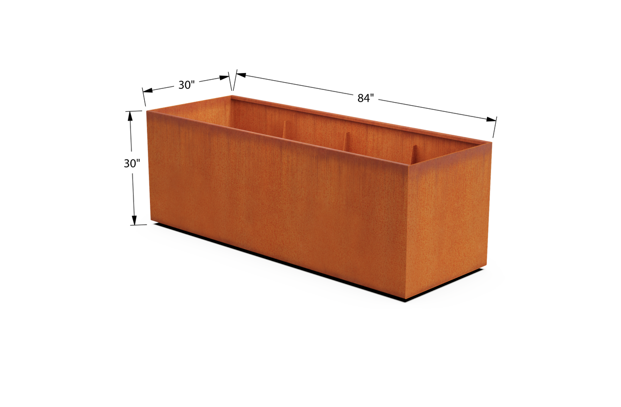 Corten Steel Wide Rectangular Planter – 30" W