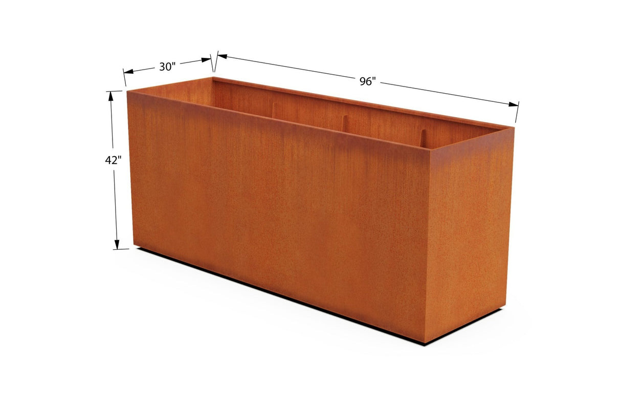 Corten Steel Rectangular 30 - inch Wide Planter - Plantercraft