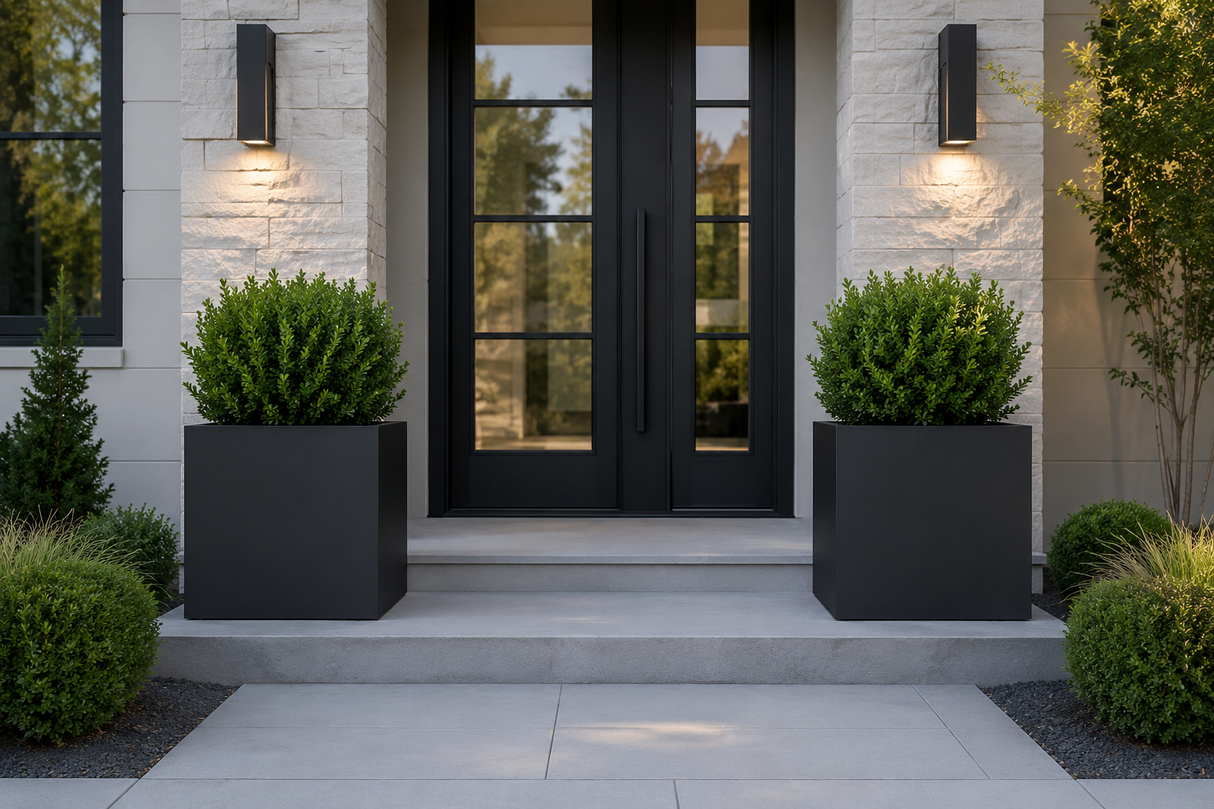 The Welcome Pair – Classic Aluminum Cube Planters (Set of 2)