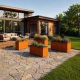 The Welcome Pair – Classic Corten Steel Rectangular Planters (Set of 2)