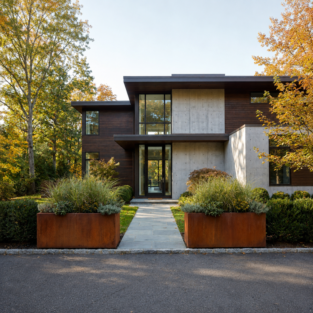 The Welcome Pair – Low Profile Corten Steel Rectangular Planters (Set of 2)