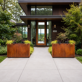The Welcome Pair – Tall Corten Steel Rectangular Planters (Set of 2)