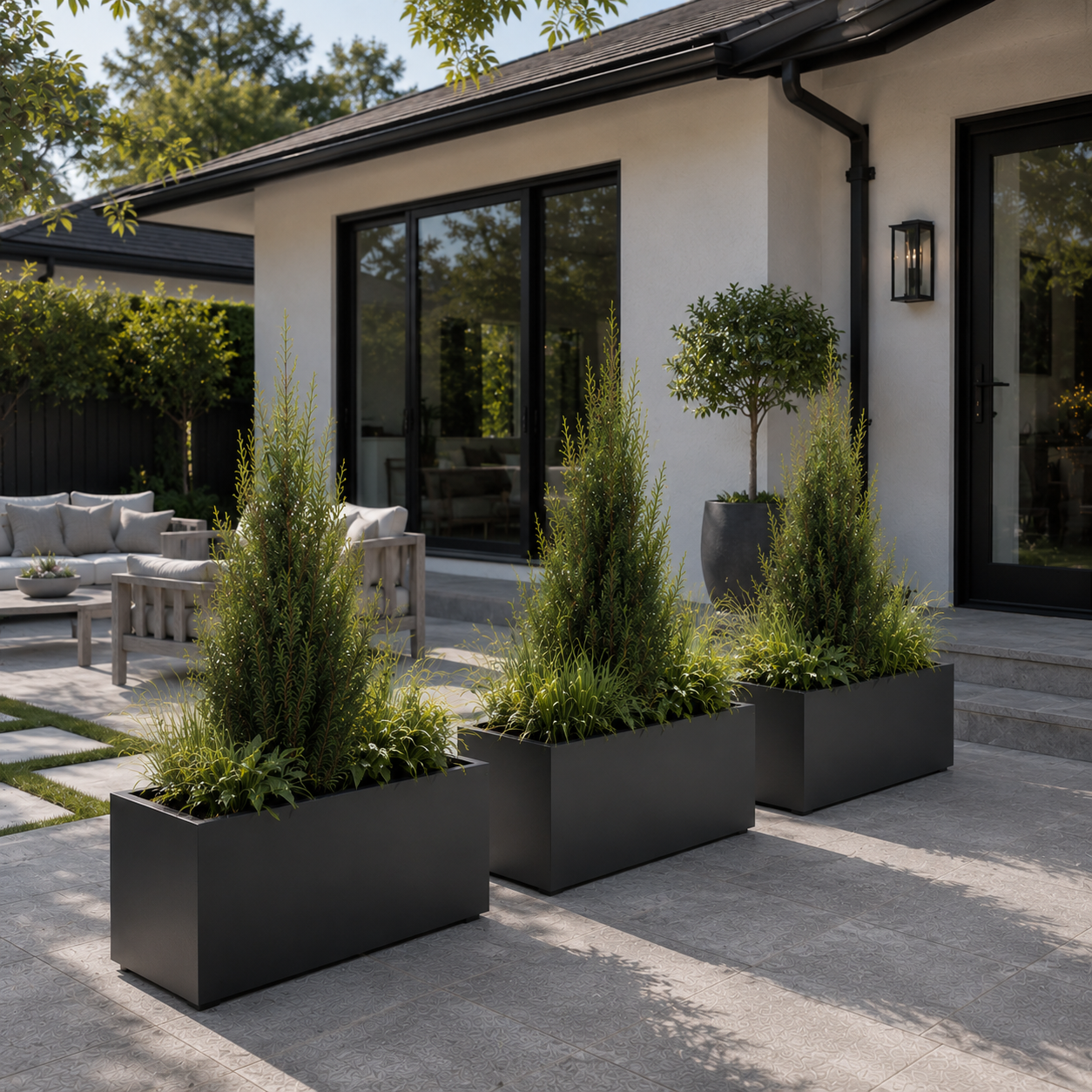 The Patio Trio – Aluminum Rectangular Planters (Set of 3)