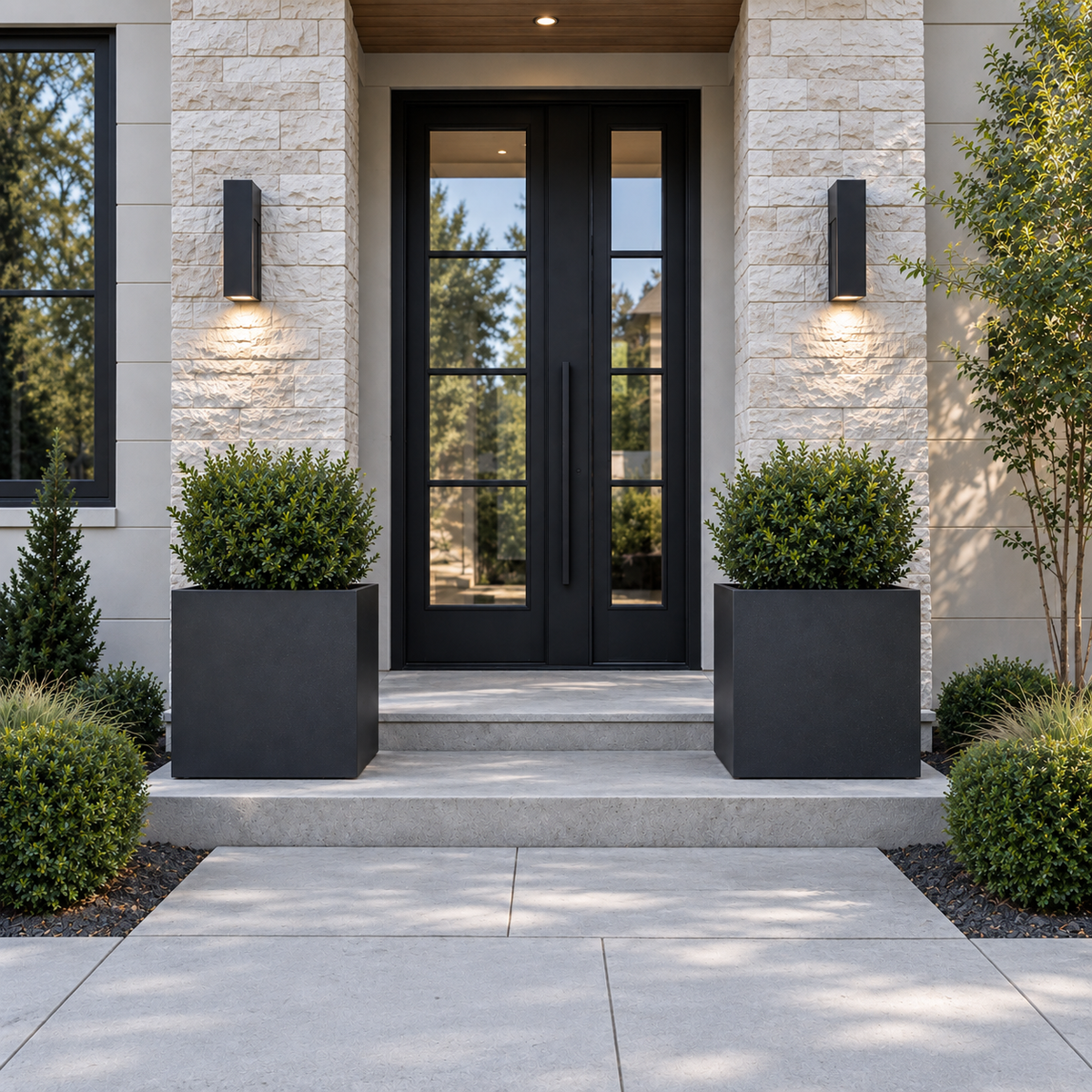 The Welcome Pair – Classic Aluminum Cube Planters (Set of 2)