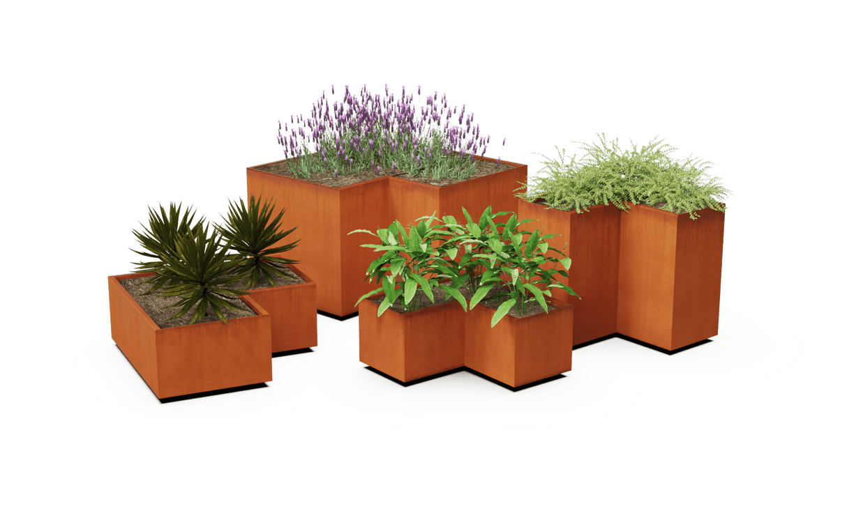 Corten Steel Corner Planter - Plantercraft