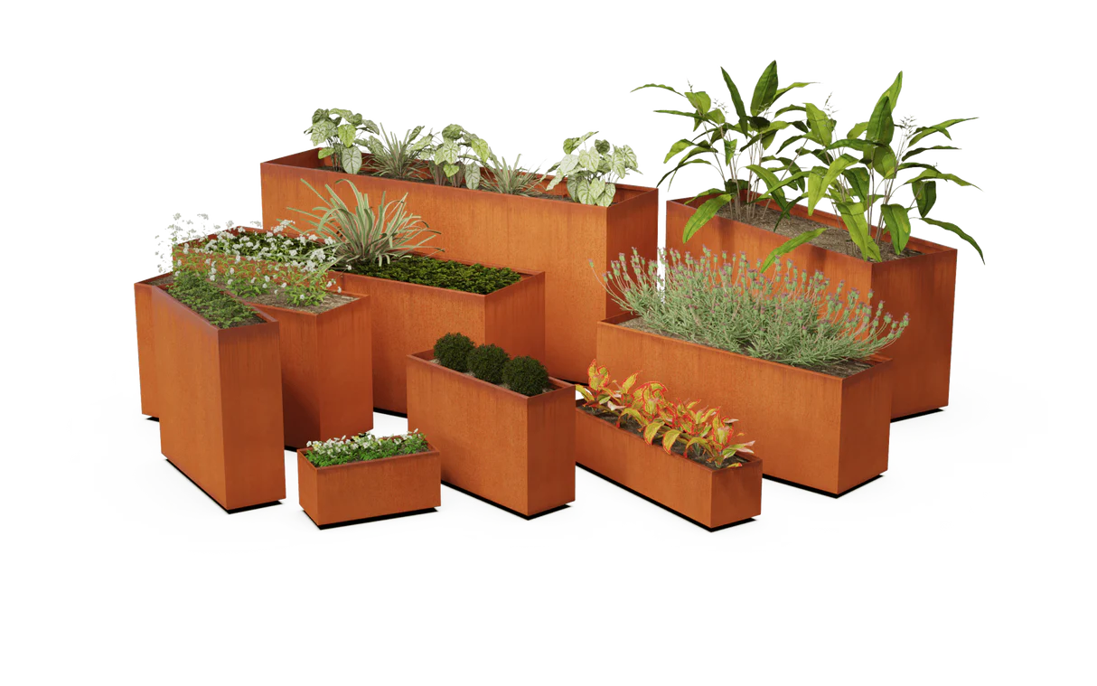 Corten Steel Wide Rectangular Planter – 36" W