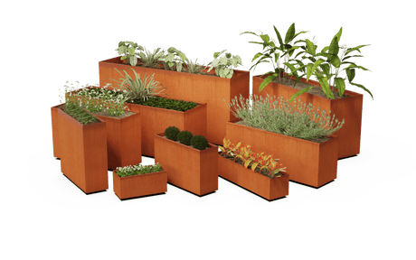 Corten Steel Rectangular 30 - inch Wide Planter - Plantercraft