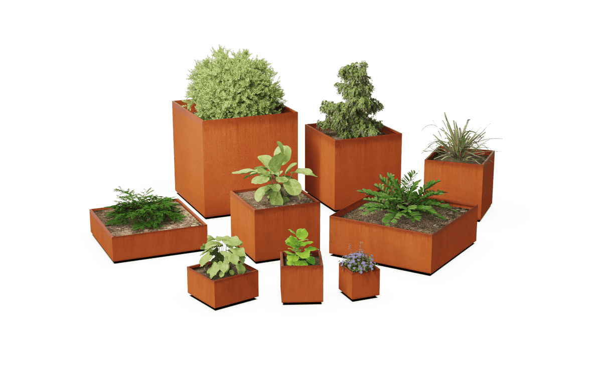 Corten Steel Square & Cube Planter - Plantercraft