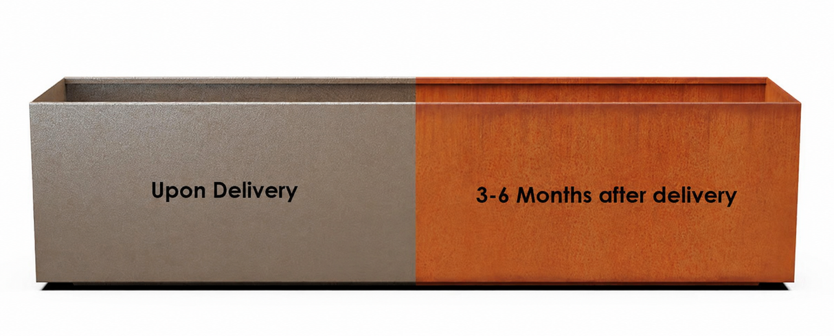 The Welcome Pair – Classic Corten Steel Rectangular Planters (Set of 2)