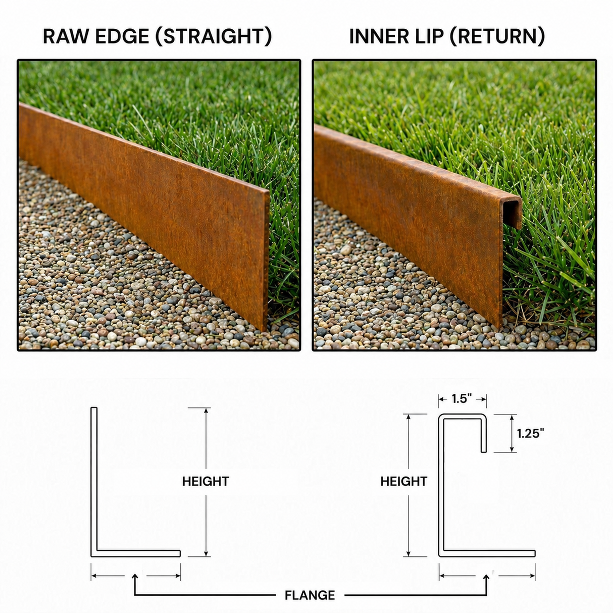 Corten Steel Tall Corner Edging - 30" to 36" H
