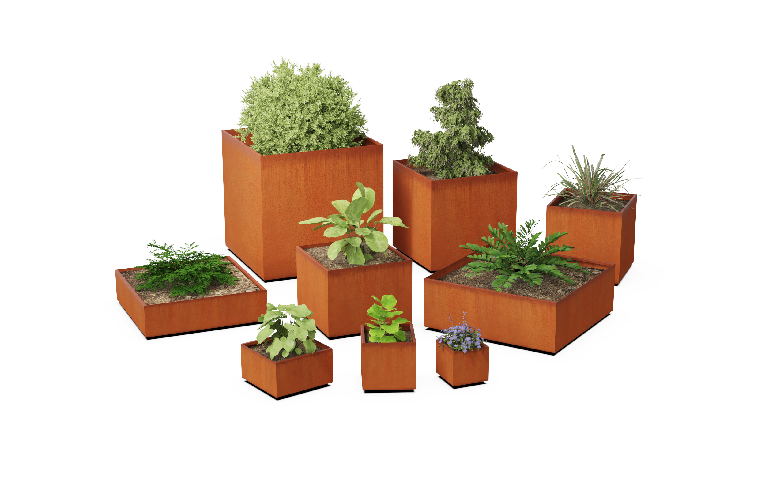 Corten Steel Cube & Square Planter | PlanterCraft