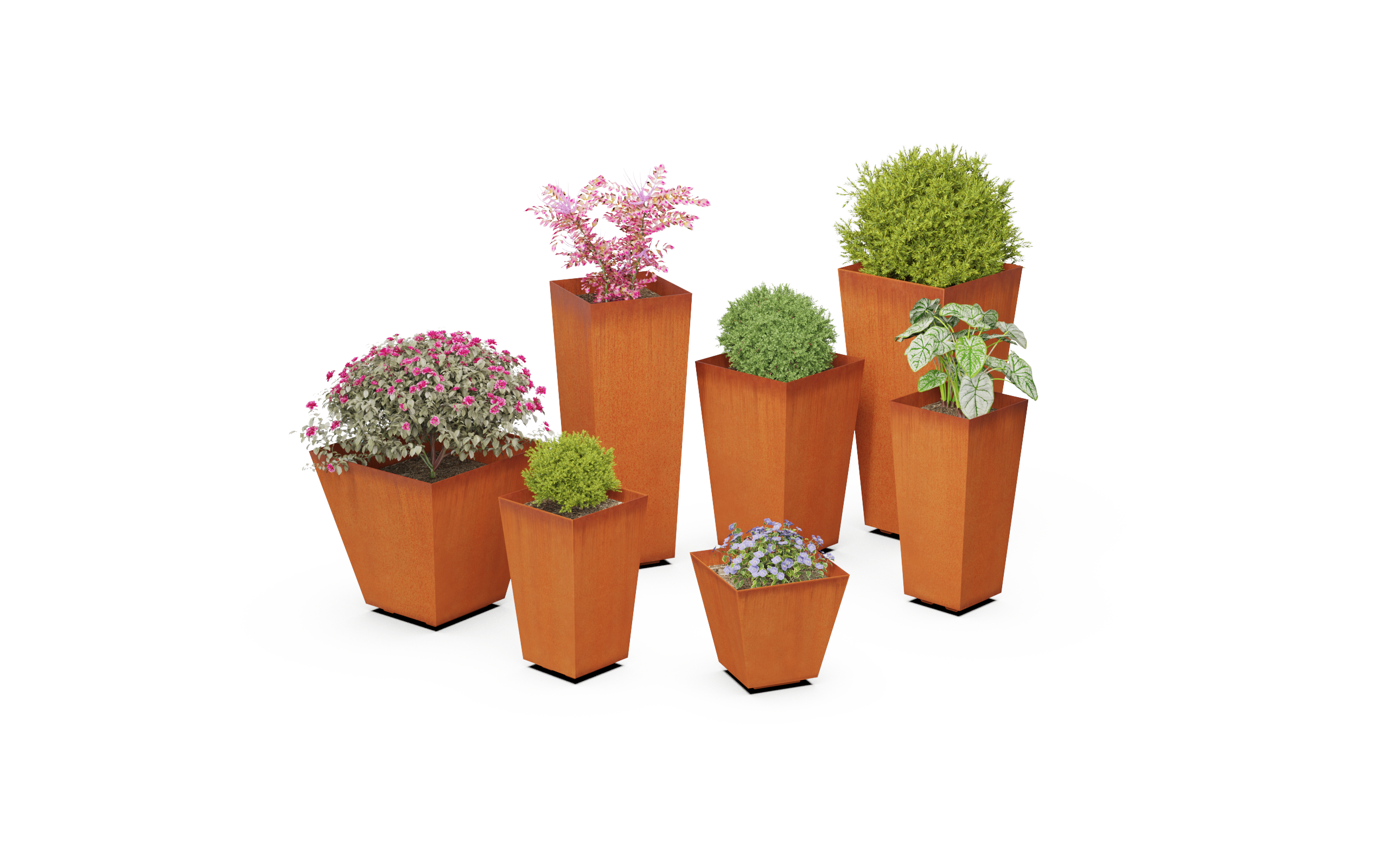 Tall Tapered Corten Steel Planter: 30-42