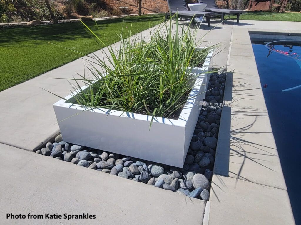 poolside steel planter