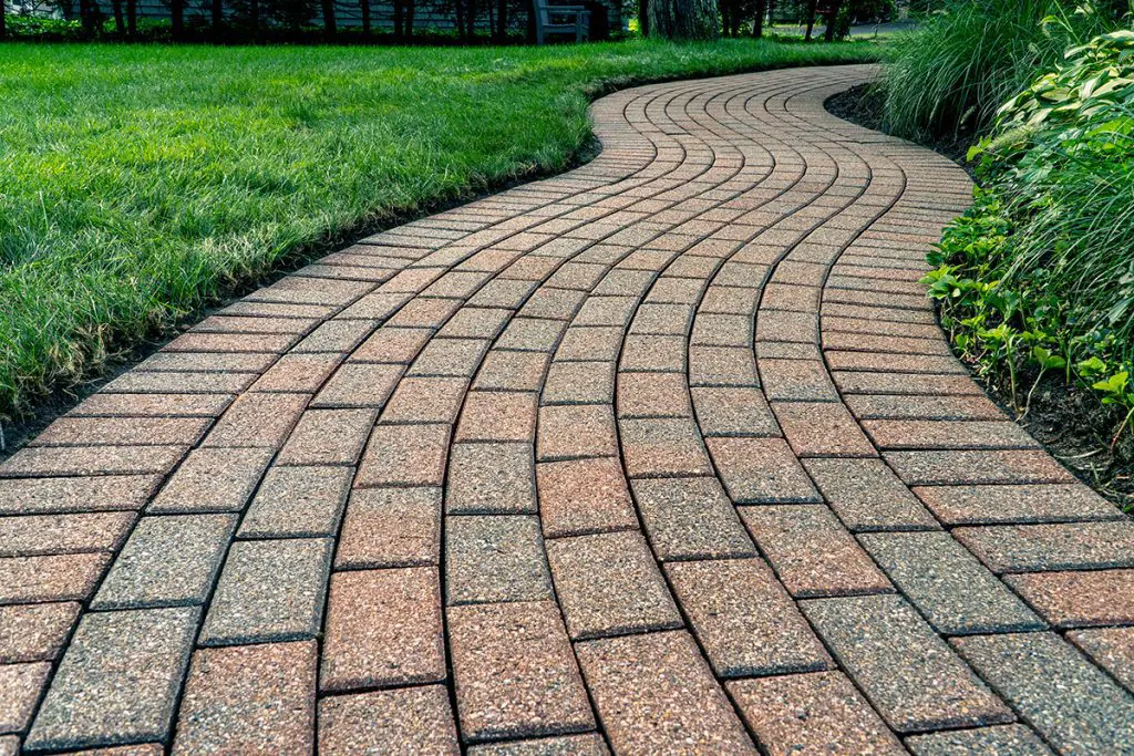 A curved brick pathway.